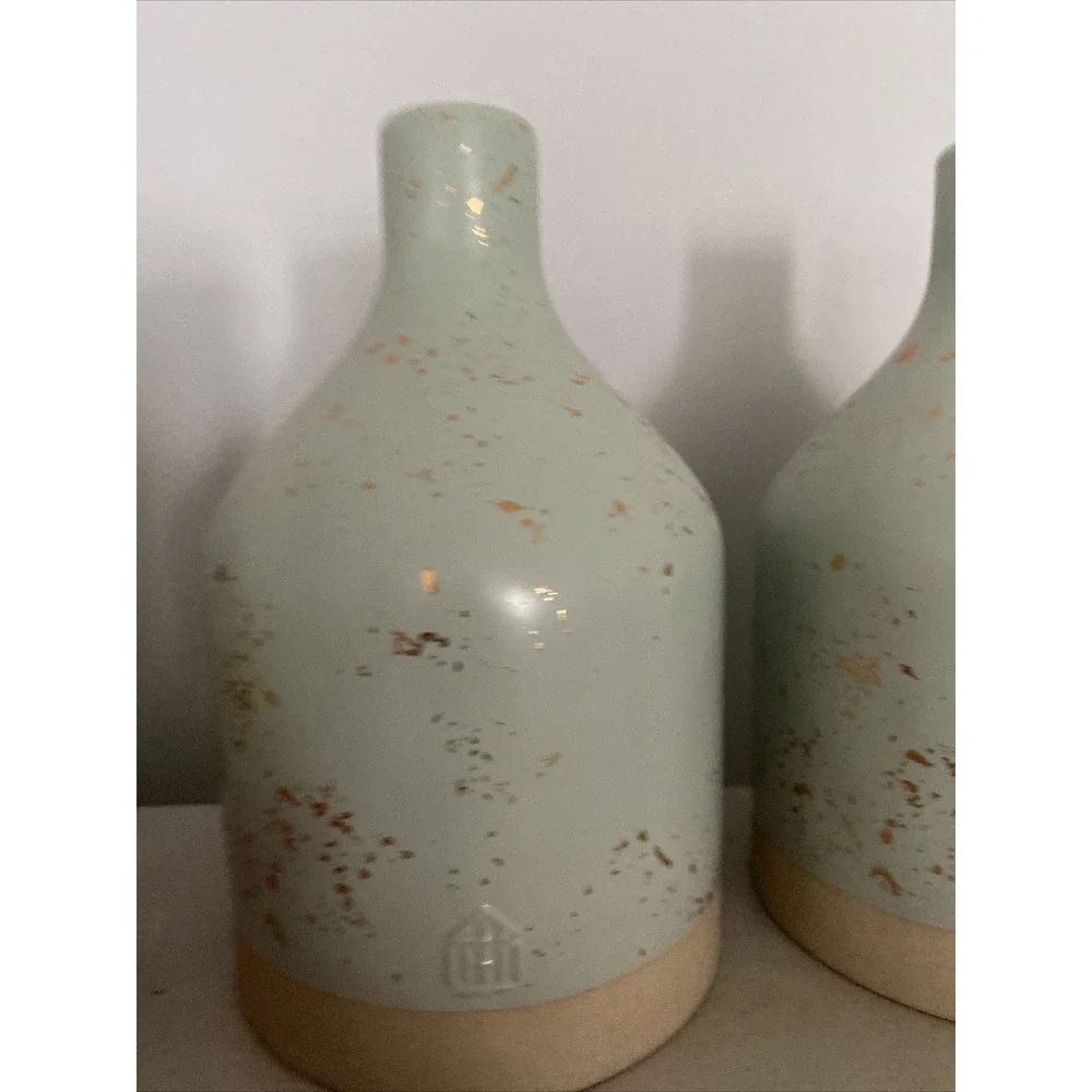 hearth and hand With magnolia Stoneware Vase Gold Sparked New Set Of Two